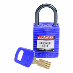 Замок SafeKey нейлоновый Brady компактный, алюминиевая дужка, 25 мм, Ø 4.7 мм, синий [gws152158]