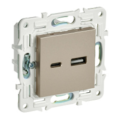 Розетка USB IEK SKANDY A+C 3,1А SK-R14Sh шампань [SK-U22-D31-K37]
