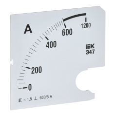 Шкала сменная для амперметра IEK Э47 600/5А класс точности 1.5, 96 х 96 мм [IPA20D-SC-0600]