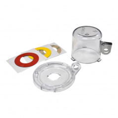 Блокиратор кнопки со съемным колпачком большой, поликарбонат, прозрачный (в комплекте наклейки: прозрачная, желтая, красная) [gws139796]