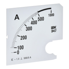 Шкала сменная для амперметра IEK Э47 500/5А класс точности 1.5, 96 х 96 мм [IPA20D-SC-0500]