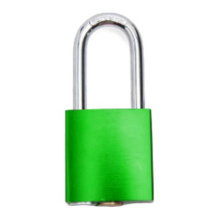 Замок блокировочный алюминиевый, пиновый цилиндр, 38 мм, Ø 6.2 мм, стальная дужка, зеленый [gwr027PS38GRN]