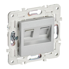 Розетка компьютерная двойная RJ45 IEK SKANDY кат. 6 SK-K04S серебряный [SK-K20-2-K23]