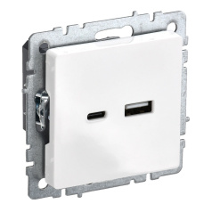 Розетка USB IEK BRITE A+C 18Вт РЮ11-1-БрБ белый [BR-U22-018-K01]