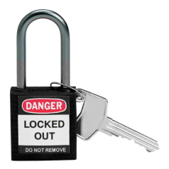 Замки нейлоновые компактные Brady, алюминиевые дужки, 38 мм, Ø 4.7 мм, черные, 6 шт [gws814125]