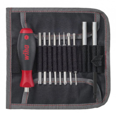 Набор в сумке-скатке Wiha 9300: рукоятка-битодержатель, 16 бит, вставка-удлинитель [wih44576]