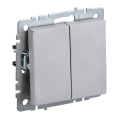 Проходной выключатель IEK BRITE двухклавишный 10А ВС10-2-6-БрА алюминий [BR-V22-0-10-K47]