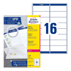 Почтовые этикетки Avery Zweckform, белые, 99.1 x 34 мм, 16 этикеток на листе А4 (100 листов) [L7162-100]