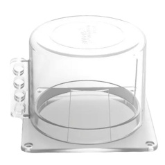 Блокиратор кнопки с квадратным основанием и круглым колпачком, поликарбонат, диаметр отверстия 75 мм, 95х95х68 мм, прозрачный [gwrD60-2]