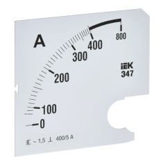 Шкала сменная для амперметра IEK Э47 400/5А класс точности 1.5, 96 х 96 мм [IPA20D-SC-0400]