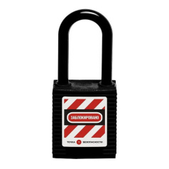 Замок блокировочный с нейлоновой дужкой 38 мм, Ø 6 мм, дисковый цилиндр, черный [gwr001DN38BLK]
