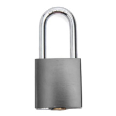 Замок блокировочный алюминиевый, пиновый цилиндр, 38 мм, Ø 6.2 мм, стальная дужка, черный [gwr027PS38BLK]