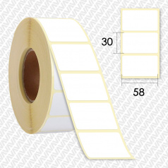 Термоэтикетки ТОП 58 х 30 мм, белые (900 шт в рулоне)
