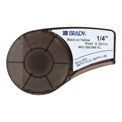 Картридж Brady M21-250-595-YL винил, 6.35 мм х 6.4 м, черный на желтом [brd139745]