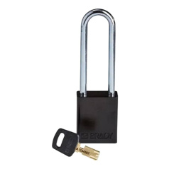 Замок алюминиевый Brady SafeKey со стальной дужкой, 76 мм, Ø 6.4 мм, черный [gws150331]