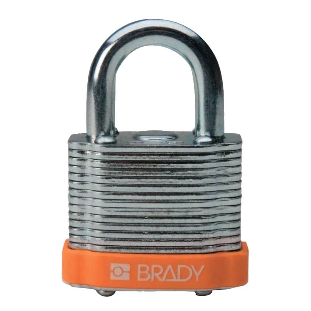 Замки стальные ламинированные Brady, стальная дужка, 38 мм, Ø 6.5 мм, оранжевый, 6 шт [gws814100]