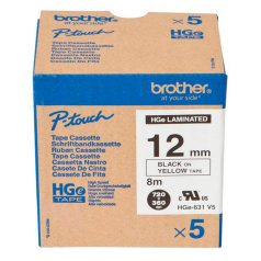 Набор лент Brother HGe-631V5, 12 мм, черный на желтом (5 лент по 8 м) [HGe631V5]
