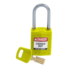 Замок SafeKey нейлоновый Brady компактный, алюминиевая дужка, 38 мм, Ø 4.7 мм, жёлтый [gws151656]