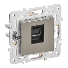Розетка компьютерная RJ45 IEK SKANDY кат. 5E SK-K01N металл никель [SK-K10-1-K50]
