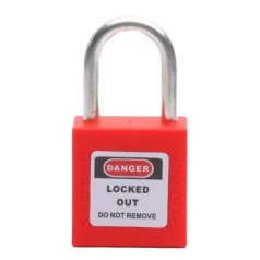 Замок блокировочный нейлоновый с тонкой стальной дужкой, 25 мм, Ø 4.7 мм, пиновый цилиндр, желтый [gwr024PS25YEL]