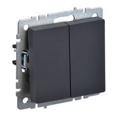 Проходной выключатель IEK BRITE двухклавишный 10А ВС10-2-6-БрГ графит [BR-V22-0-10-K53]