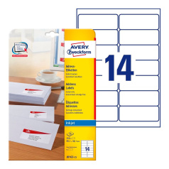 Почтовые этикетки Avery Zweckform, белые, 99.1 x 38.1 мм, 14 этикеток на листе А4 (25 листов) [J8163-25]