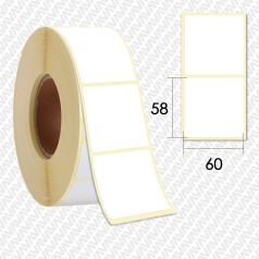 Термотрансферные этикетки ПЛГ 58 х 60 мм, белые (500 шт в рулоне)
