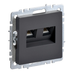 Розетка компьютерная двойная RJ45 IEK BRITE кат. 6 РК11-2-БрГ графит [BR-K20-2-K53]