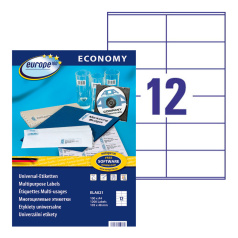 Этикетки самоклеящиеся Europe-100, белые, 105 x 48 мм, 12 этикеток на листе А4 (100 листов) [ELA021]