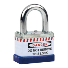 Замок блокировочный ламинированный со стальной дужкой, 51 мм, Ø 6 мм, пиновый цилиндр, синий [gwr026PS51BLU]