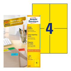 Этикетки самоклеящиеся Avery Zweckform, желтые, 105 x 148 мм, 4 этикетки на листе А4 (100 листов) [3459]