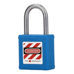 Замок блокировочный нейлоновый со стальной дужкой 76.2 мм, ∅ 6.2 мм, синий [gwr001DS76BLU]