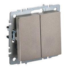 Выключатель IEK BRITE двухклавишный 10А ВС10-2-0-БрШ шампань [BR-V20-0-10-K37]