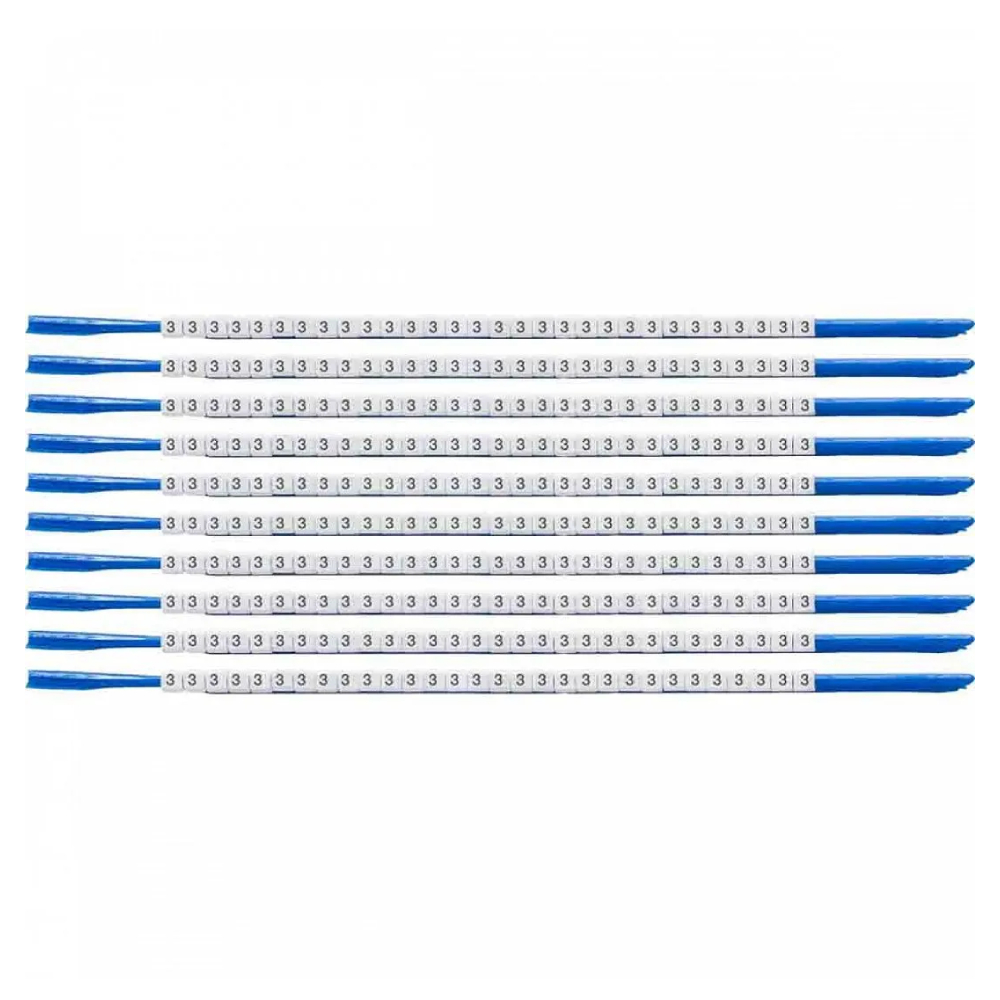 Клипсы для проводов Brady SCN-07-3 диаметр 1.9-2.4 мм, легенда "3", белые, 300 шт [brd133003]