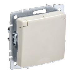 Розетка 1-местная IEK BRITE с заземлением со шторками и крышкой 16А IP44 РСбш10-3-44-БрКр бежевый [BR-R16-16-44-K10]