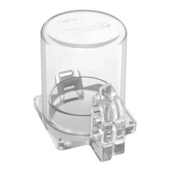 Блокиратор кнопки с квадратным основанием и круглым колпачком, поликарбонат, диаметр отверстия 27.5 мм, 35х35х44 мм, прозрачный [gwrD60-1]