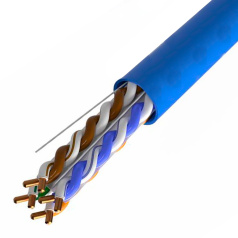 Кабель витая пара U/UTP TOKOV ELECTRIC "TOKOV PRO Fluke tested", категория 6, 4х2х24AWG, LSZH, LDPE, синий [TKP-C08-U/UTP-42-6-305-LSZH]