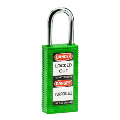 Замки нейлоновые Brady с удлиненным корпусом, стальные дужки, 38 мм, Ø 6.4 мм, зеленые, 6 шт [gws834466]