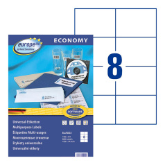 Этикетки самоклеящиеся Europe-100, белые, 105 x 74 мм, 8 этикеток на листе А4 (100 листов) [ELA023]