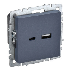 Розетка USB IEK BRITE A+C 18Вт РЮ11-1-БрМ маренго [BR-U22-018-K35]