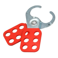 Множитель замковый стальной с виниловым покрытием, Ø затвора 25 мм, ширина фиксатора 6 мм, 115х40 мм, красный [gwrK01]