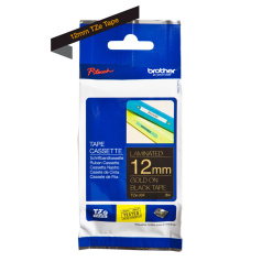 Картридж Brother TZe-334, 12 мм, золотой на черном [TZe334]