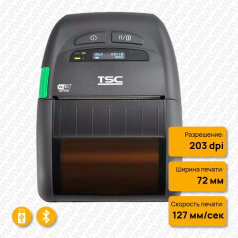 Портативный принтер этикеток TSC Alpha-30R, Basic, 203 dpi, MFi Bluetooth [A30RB-A001-0002]