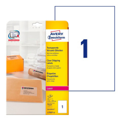 Адресные этикетки Avery Zweckform, прозрачные, 210 x 297 мм, 1 этикетка на листе А4 (25 листов) [L7567-25]