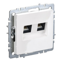 Розетка двойная RJ11+RJ45 IEK BRITE кат. 5E РК/Т12-БрБ белый [BR-KT20-O-1-K01]