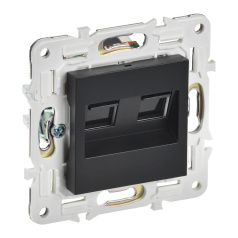 Розетка компьютерная двойная RJ45 IEK SKANDY кат. 5E SK-K03Bl черный [SK-K20-1-K02]