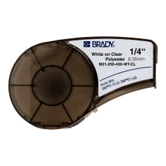 Картридж Brady M21-250-430-WT-CL полиэстер, 6.35 мм х 6.4 м, белый на прозрачном [brd139746]