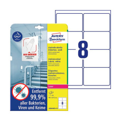 Антимикробные удаляемые этикетки Avery Zweckform, белые, 99.1 х 66.7 мм, 8 этикеток на листе А4 (10 листов) [L8004rev-10]