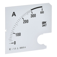 Шкала сменная для амперметра IEK Э47 300/5А класс точности 1.5, 96 х 96 мм [IPA20D-SC-0300]