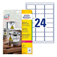 Всепогодные этикетки Avery Zweckform, белые матовые, 63.5 x 33.9 мм, 24 этикетки на листе А4 (20 листов) [L4773-20]